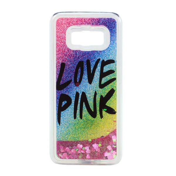 Wholesale Samsung Galaxy S8 Plus Design Glitter Liquid Star Dust Clear Case (Dark Love Pink Hot Pink)